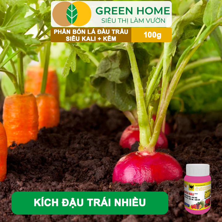 Phân Bón Lá Đầu Trâu Siêu Kali + Kẽm GreenHome, Hũ 100gr, Siêu Ra Hoa, Đậu Trái, Trái To, Đẹp Mã