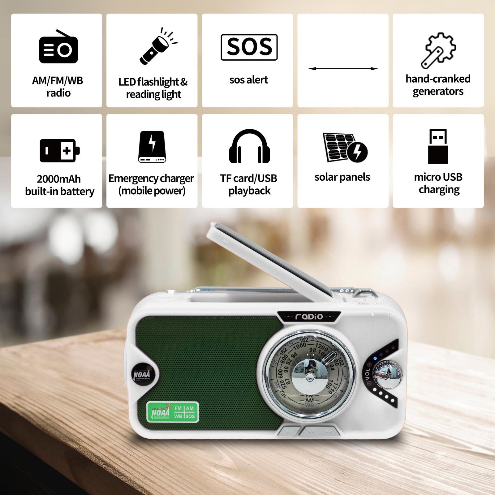 Portable Emergency Radio Solar Charging 3600mAh Outdoor Activities