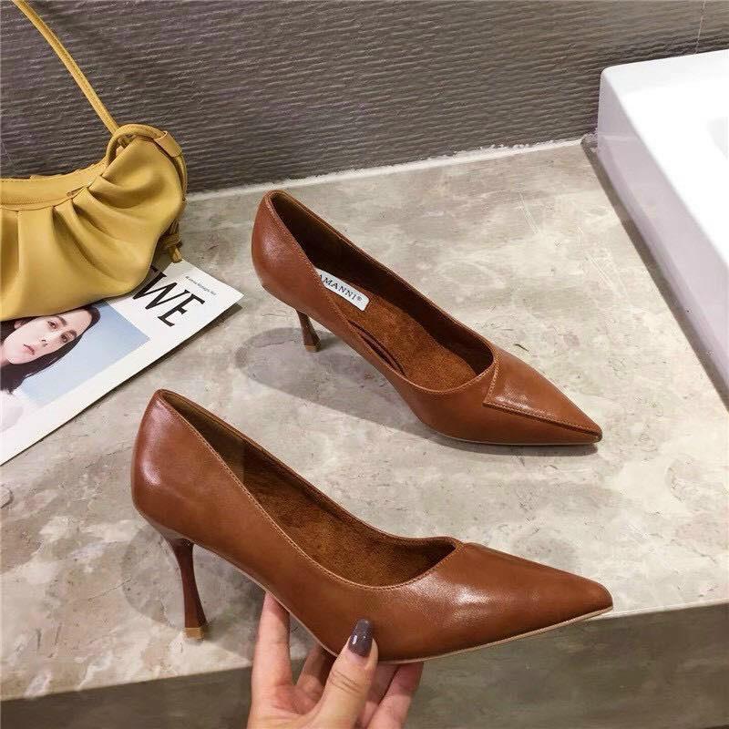 GIày cao gót nữ thời trang mũi nhọn gót nhọn xuất dư {Mã Jaminia Chéo} , sz 35-39 .Thóc Store