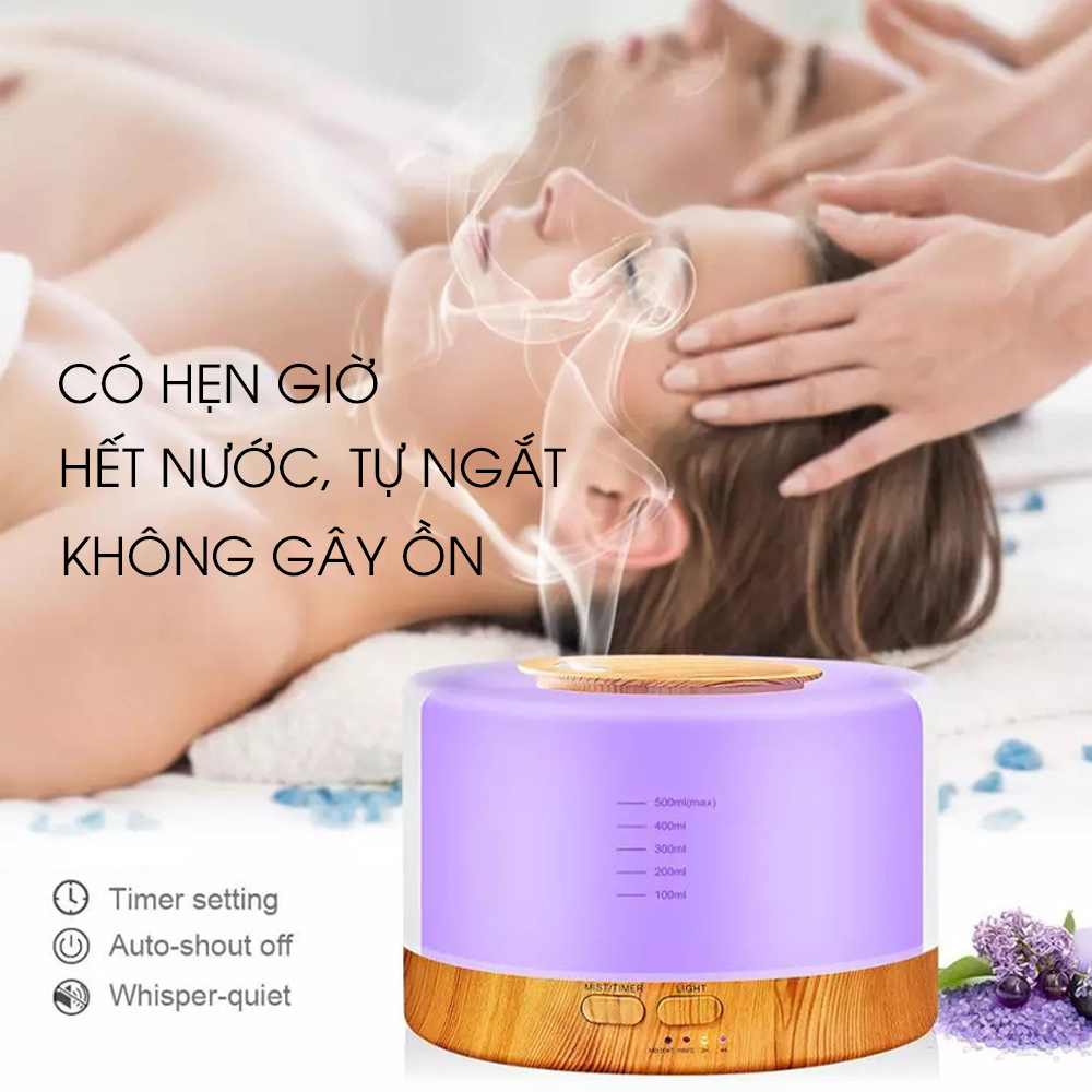 Máy khuếch tán tinh dầu Ban Mai Siêu Âm có đèn LED 7 màu, chạy êm, có hẹn giờ, tự ngắt khi hết nước, tặng kèm điều khiển từ xa và tinh dầu sả chanh Kobi