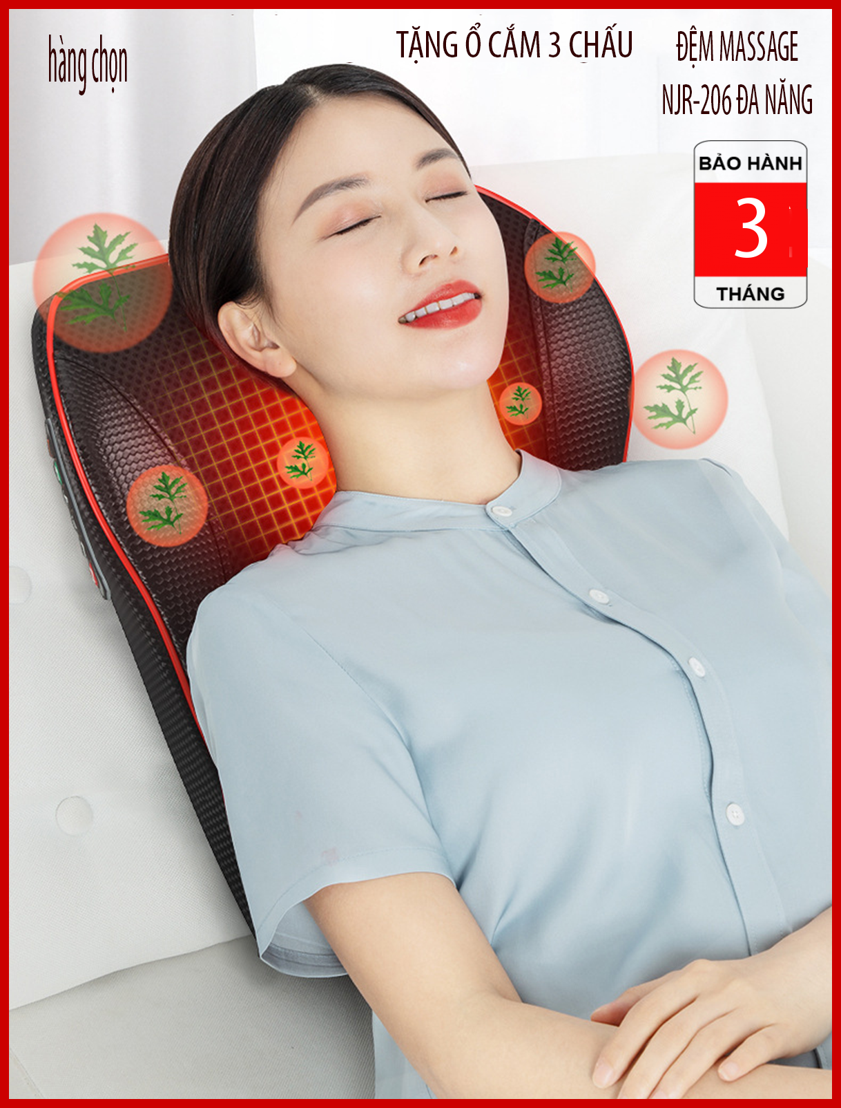 Gối/đệm massage đa năng kéo dài trị đau thắt lưng, đau cột sống cổ (có thể dùng tựa lưng trên ô tô) NJR-206