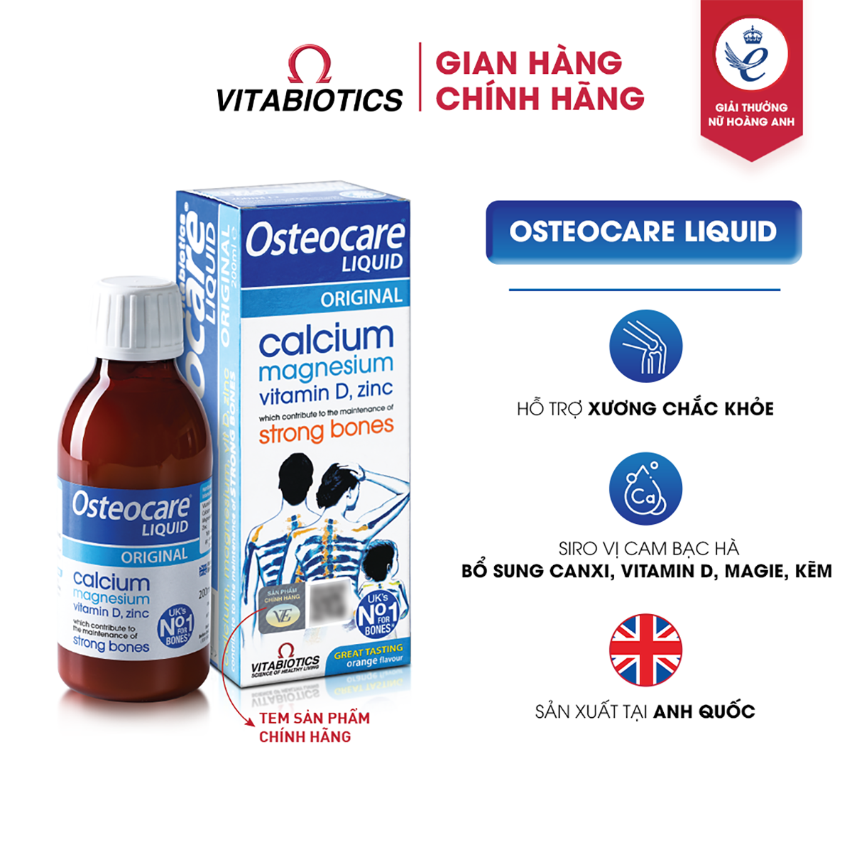 Bộ Sản Phẩm Vitabiotics Cho Bé OSTEOCARE Chắc Khỏe Xương 200ML Và WELLKID Nâng Cao Sức Khỏe 150ML