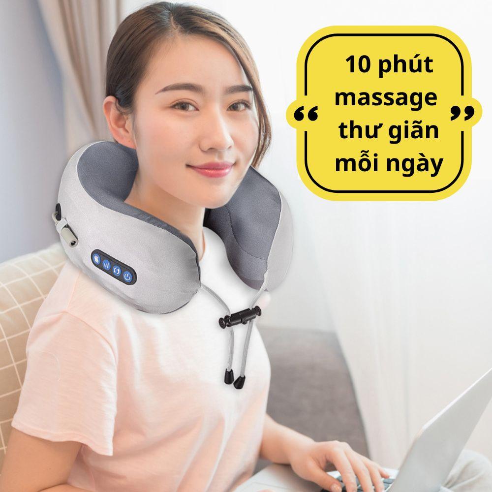 Gối Mát-Xa Cổ Vai Gáy Chữ U, Mát-xa Hồng Ngoại, Giúp Giảm Đau Nhức, Hỗ Trợ Trị Liệu, Bảo Hành 12 Tháng