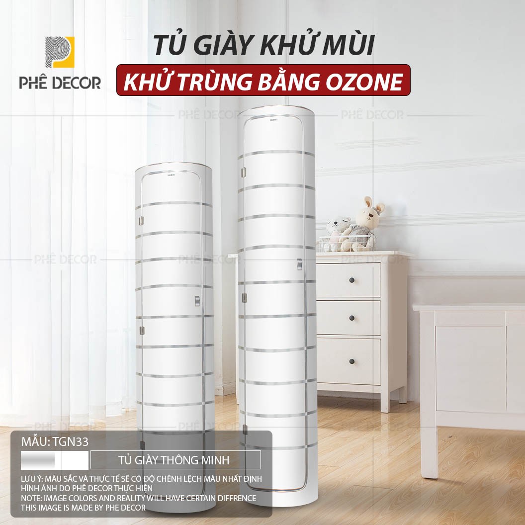TỦ GIÀY KHỬ MÙI, KHỬ TRÙNG BẰNG OZONE - TGN33 - Có gương 12 tầng
