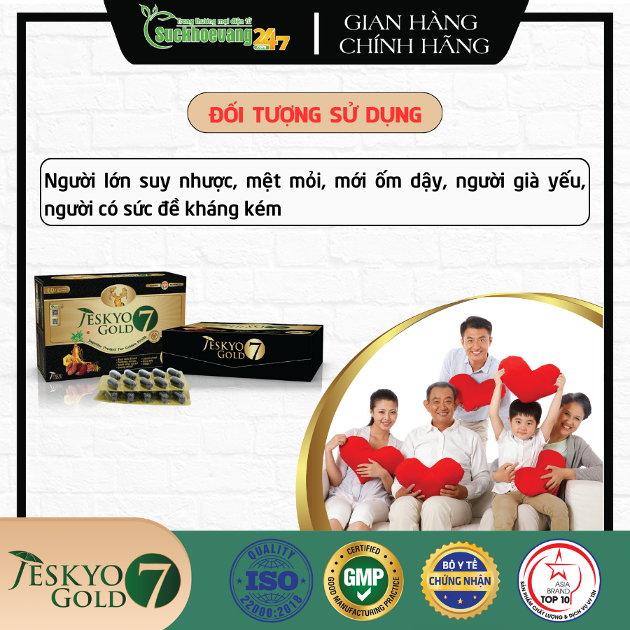 Viên uống Jeskyo Gold 7 hỗ trợ tăng cường sức khỏe, nâng cao sức đề kháng, giảm mệt mỏi - Hộp 60 viên