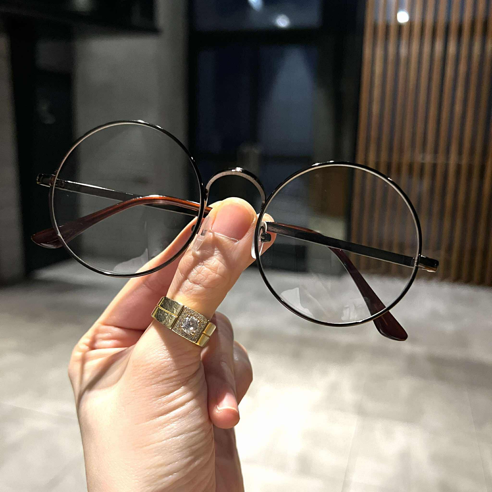 Kính thời trang nam nữ dáng mắt tròn xoe kim loại cao cấp