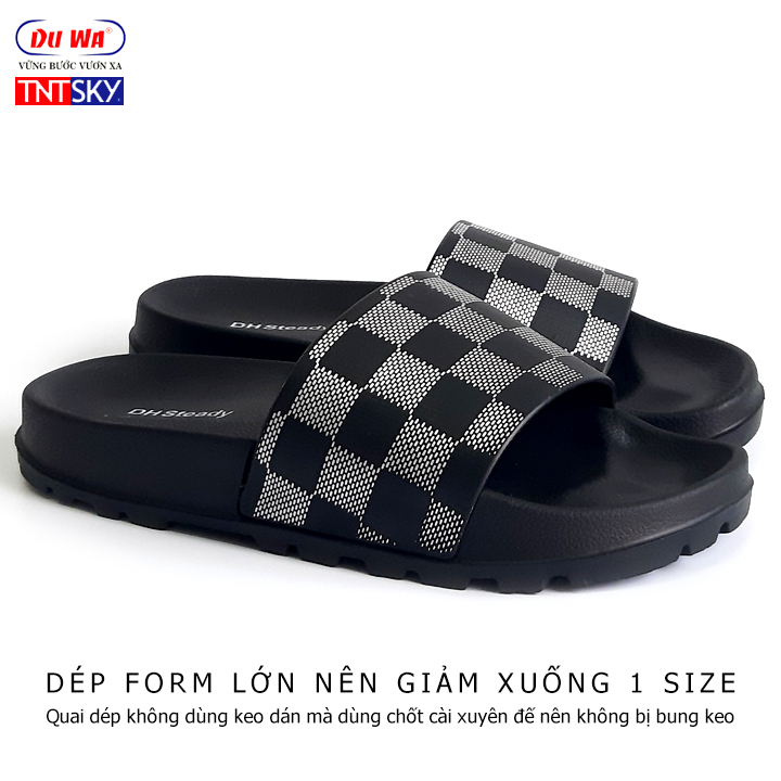 Dép Nam Duwa Siêu Nhẹ - Hàng Chính Hãng - Quai Ngang Caro Dh9014 - Xám - 41