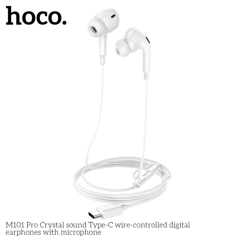 Tai nghe nhét tai jack cắm Type-C có mic hoco. M101 Pro tương thích rộng với các máy Android chân Type C và cho Iphone 15 Ipad Chân Type C  - Hàng chính hãng