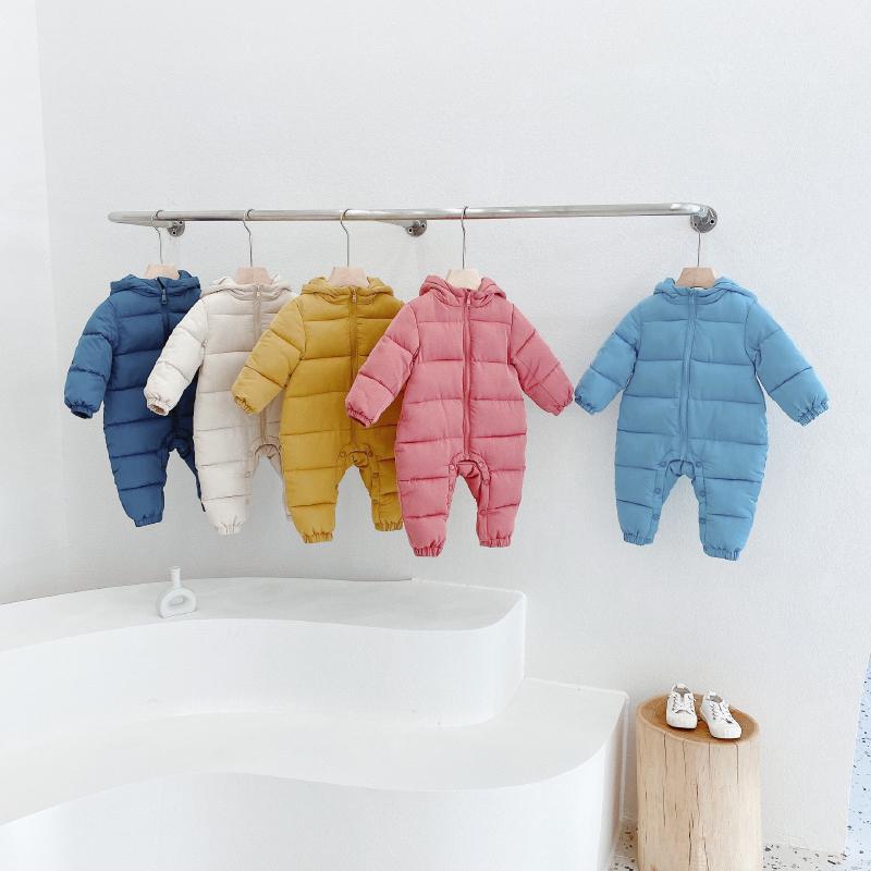 Cho Bé 1 Romper Áo Liền Quần Sơ Sinh Bé Trai Và Bé Gái Trùm Đầu Onesies Giữ Ấm Trẻ Em Cotton Quần Áo