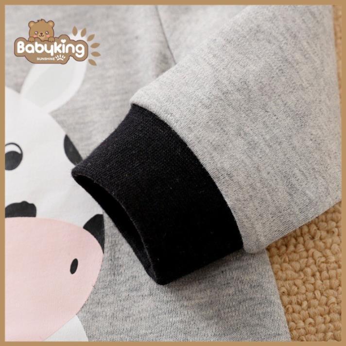BodySuit,áo liền quần dễ thương dài tay kiểu bò xám cho bé , cotton 100%, thương hiệu Aiueo Nhật Bản.