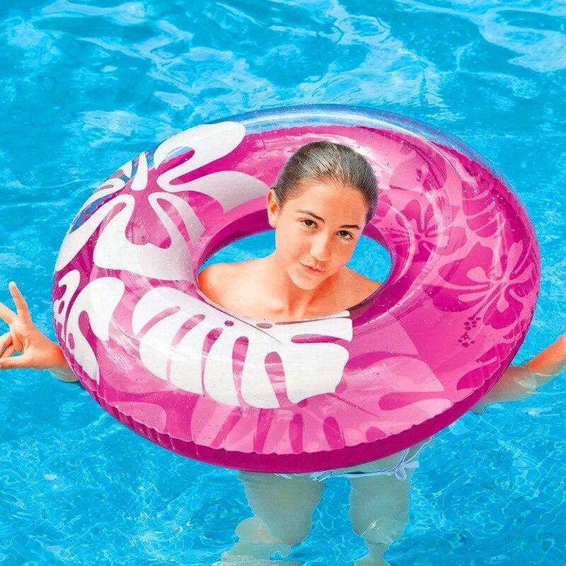 Vòng bơi bơm hơi mới cho trẻ em Hibiscus Phụ nữ bơi Vòng tròn bên hồ bơi Dụng cụ tiệc nổi Thuyền bơi Nệm không khí 90