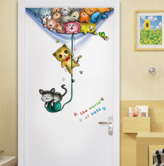 Decal trang trí tường - Những chú mèo đu dây