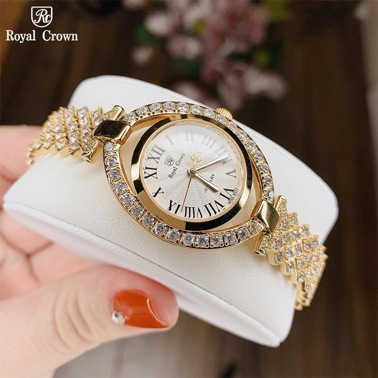 Đồng Hồ Nữ Chính Hãng Royal Crown 4610 Jewelry Dây Kim Loại Đính Đá Chống Nước Chống Xước