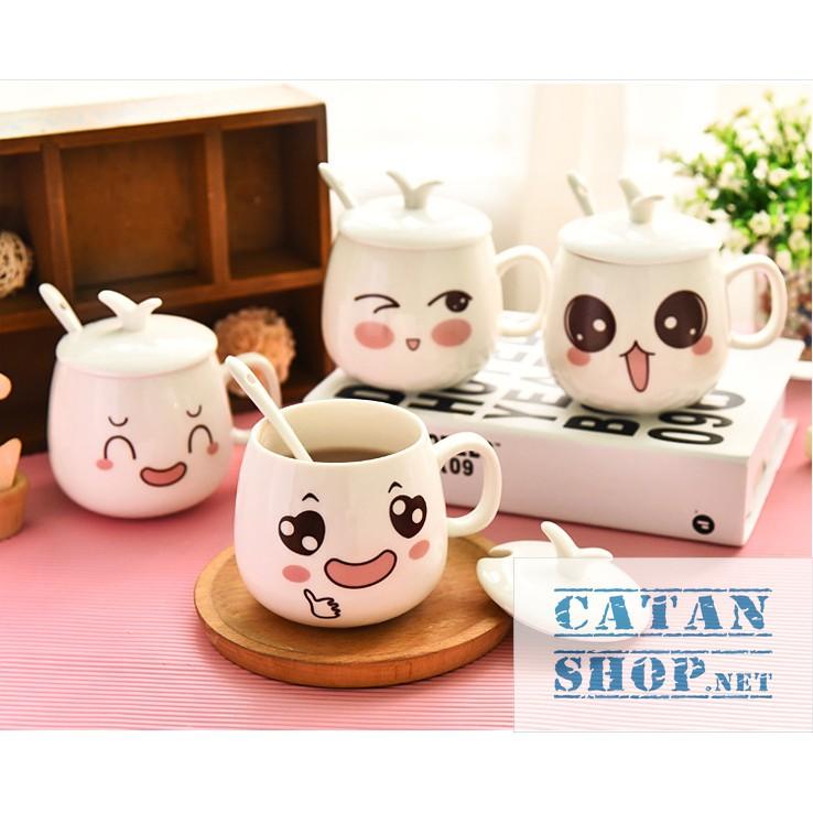 01 LY SỨ , CỐC, TÁCH GỐM SỨ HÌNH CẢM XÚC, HAPPY EMOTION CHỊU NHIỆT TỐT_HK062