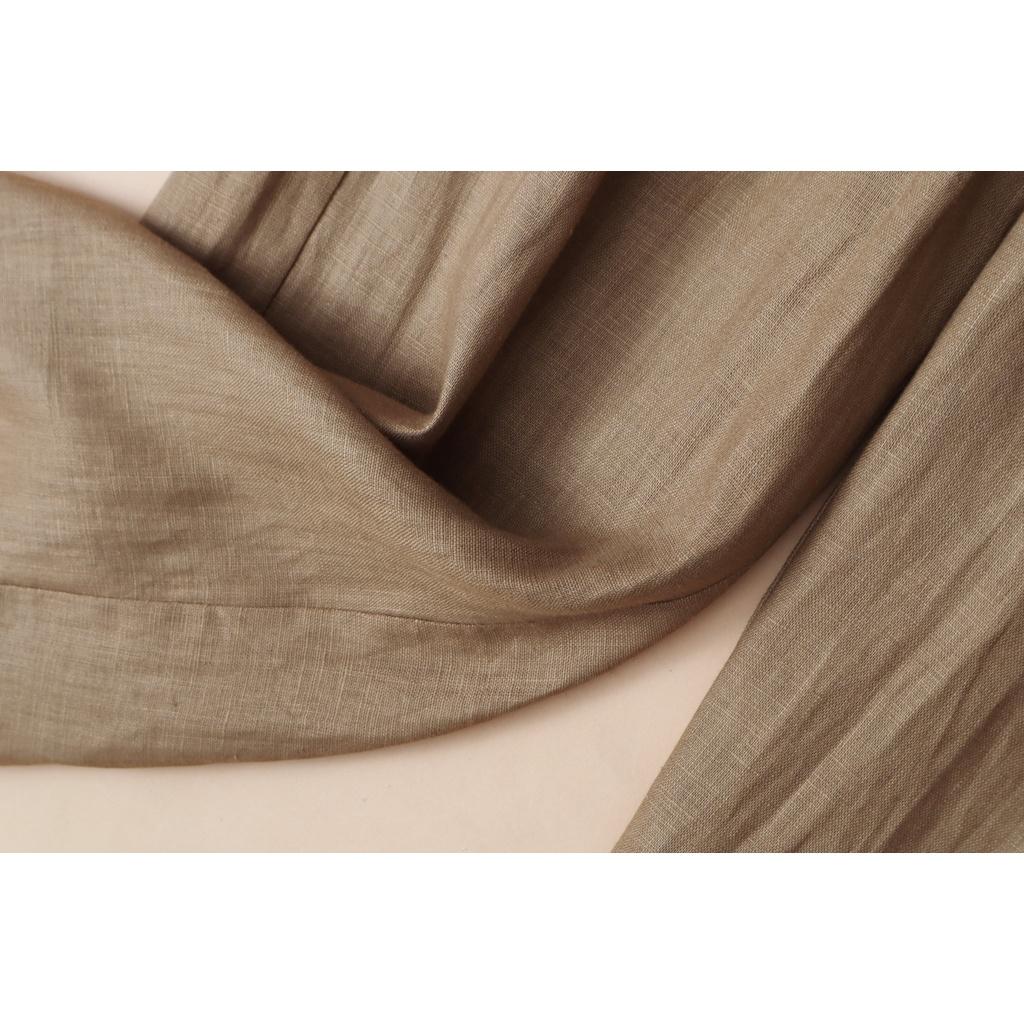 Quần suông Linen KACHISA nút cách điệu màu nâu