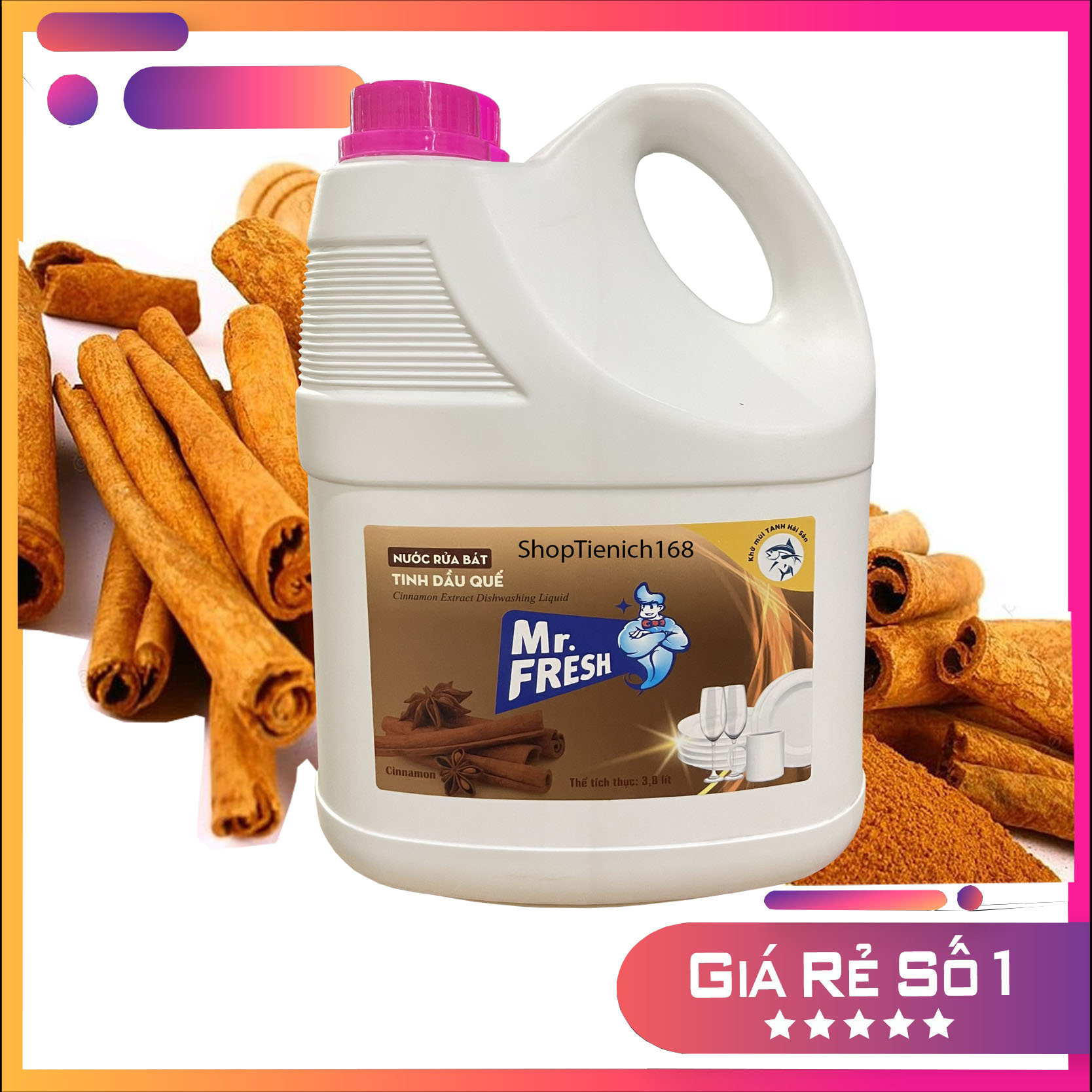 Nước rửa bát đậm đặc Mr.fresh hương quế 3800ml