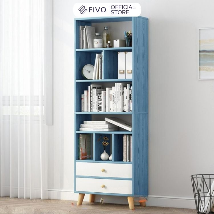 Giá Sách Đa Tầng Gỗ MDF FIVO FB61 (50 x 24 x 177cm) Dễ Dàng Lắp Ráp (Có Hộc Kéo)- Hàng Chính Hãng