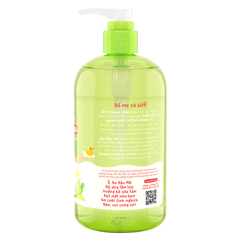 Sữa Tắm Gội Purité Baby Bơ Đậu Mỡ Natural 2in1 Baby Wash Shea Butter (500ml)