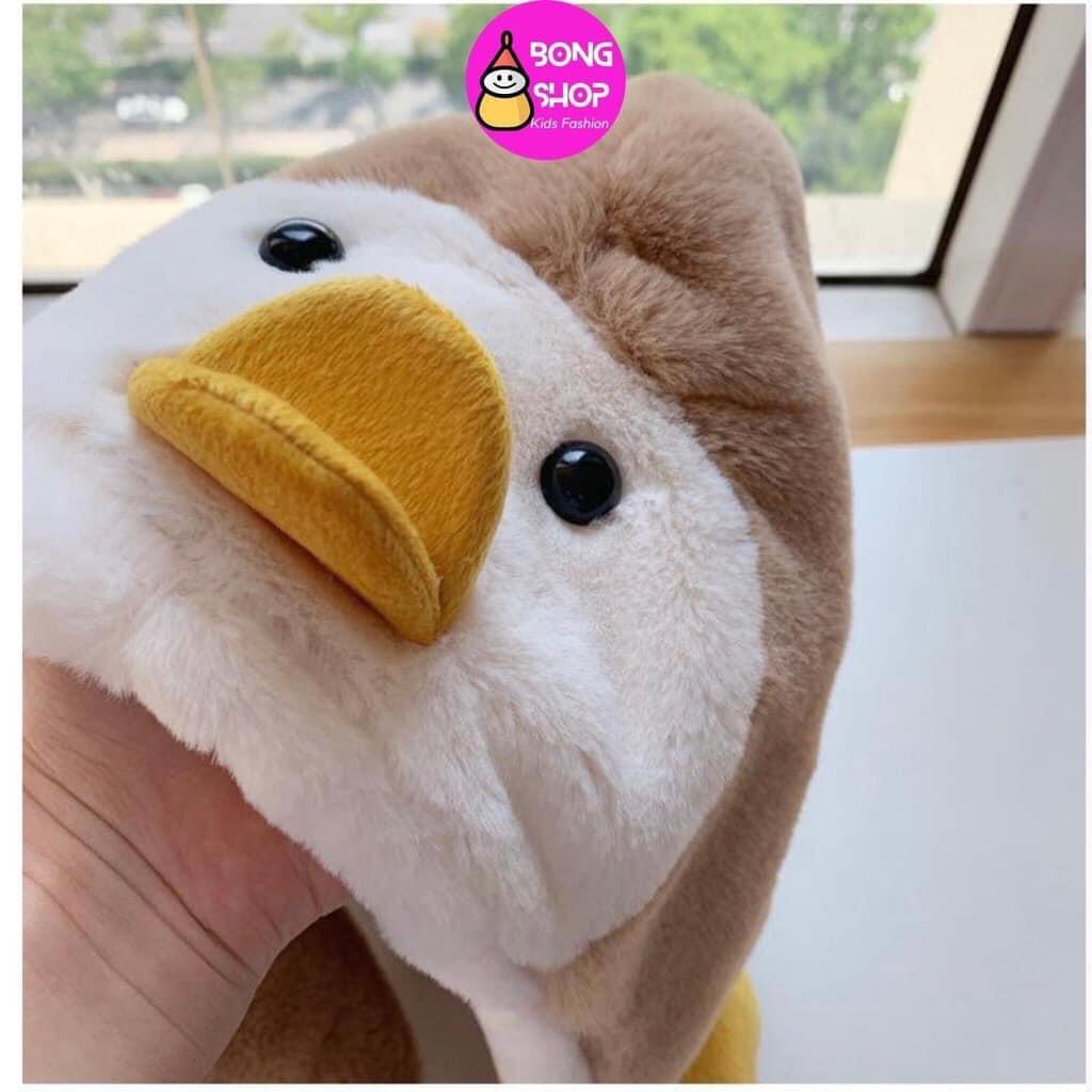 MŨ LỒNG KÈM KHĂN QUÀNG CỔ HÌNH VỊT SIÊU YÊU CHO BÉ