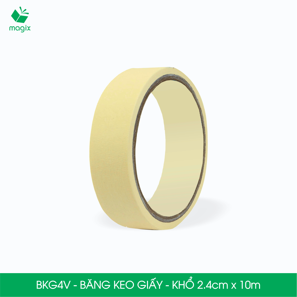 BKG4V - Block 12 cuộn băng keo giấy khổ 2.4cm x 10m - Băng dính giấy viết được, chặn màu sơn