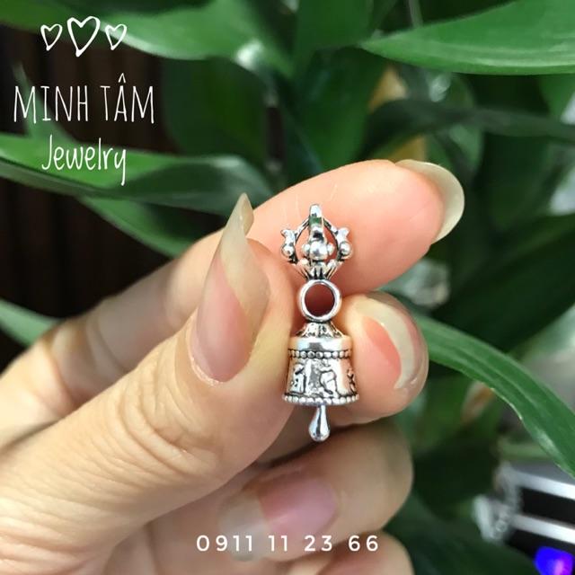 Charm chuỳ kim cang chuông khắc chú bạc Thái S925