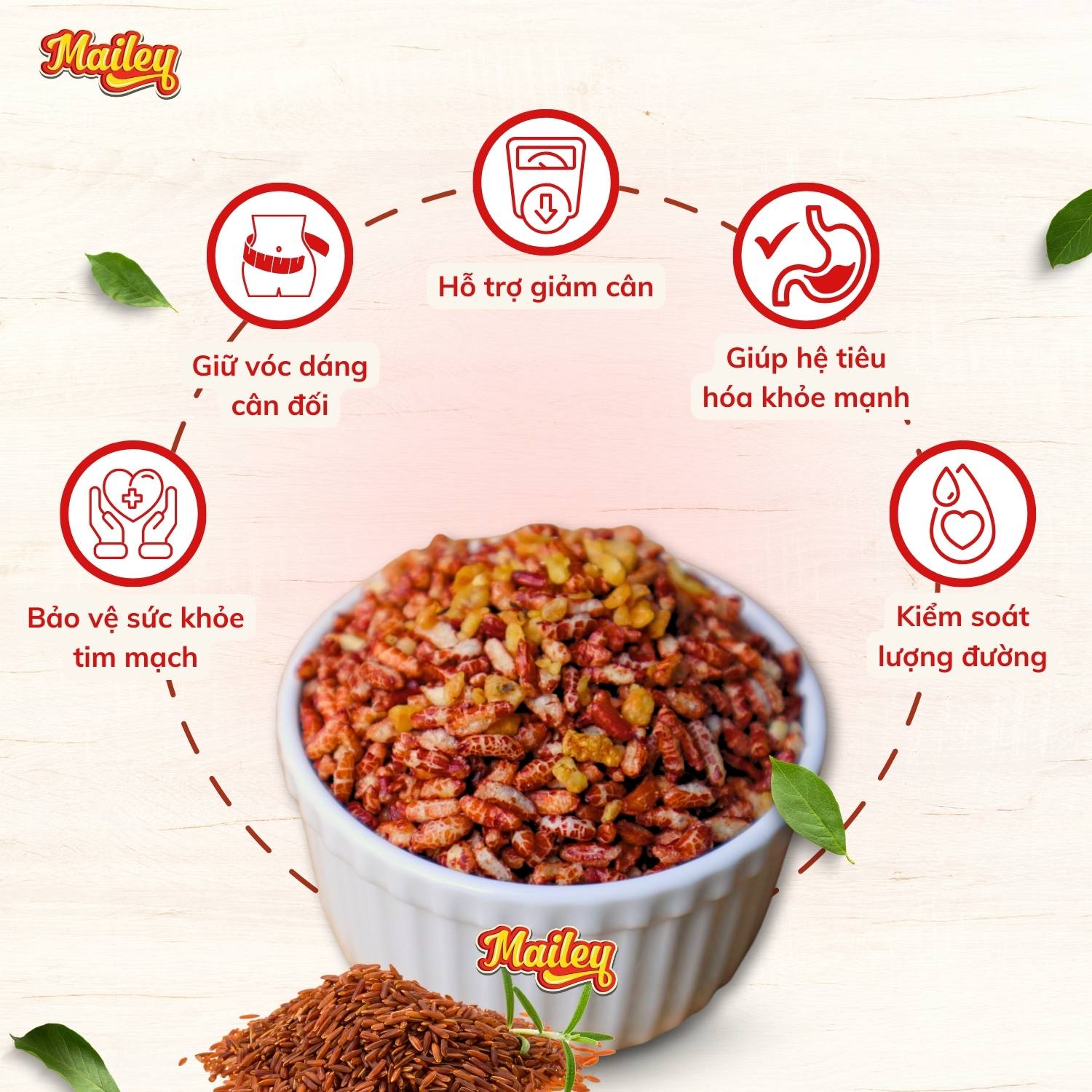 Gạo lứt giảm cân ăn liền Mailey Túi 150g - gạo lứt sấy rong biển/ cháy tỏi ăn kiêng healthy eat clean