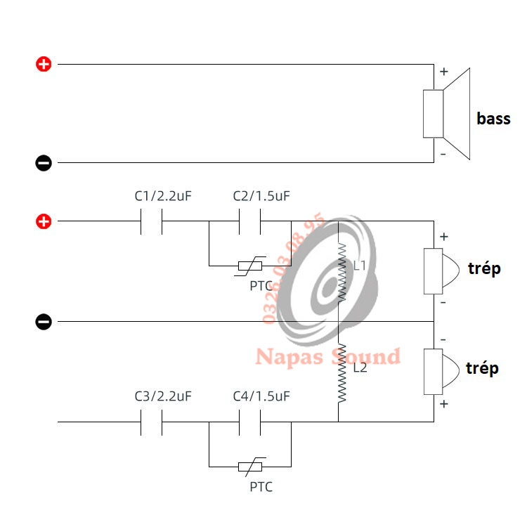 MẠCH PHÂN TẦN LOA BASS 25 30 40 WEAH360 - PHÂN TẦN LOA TÉP RỜI - MẠCH PHÂN TẦN 3 LOA - PHÂN TẦN 1 BASS 2 TREBLE