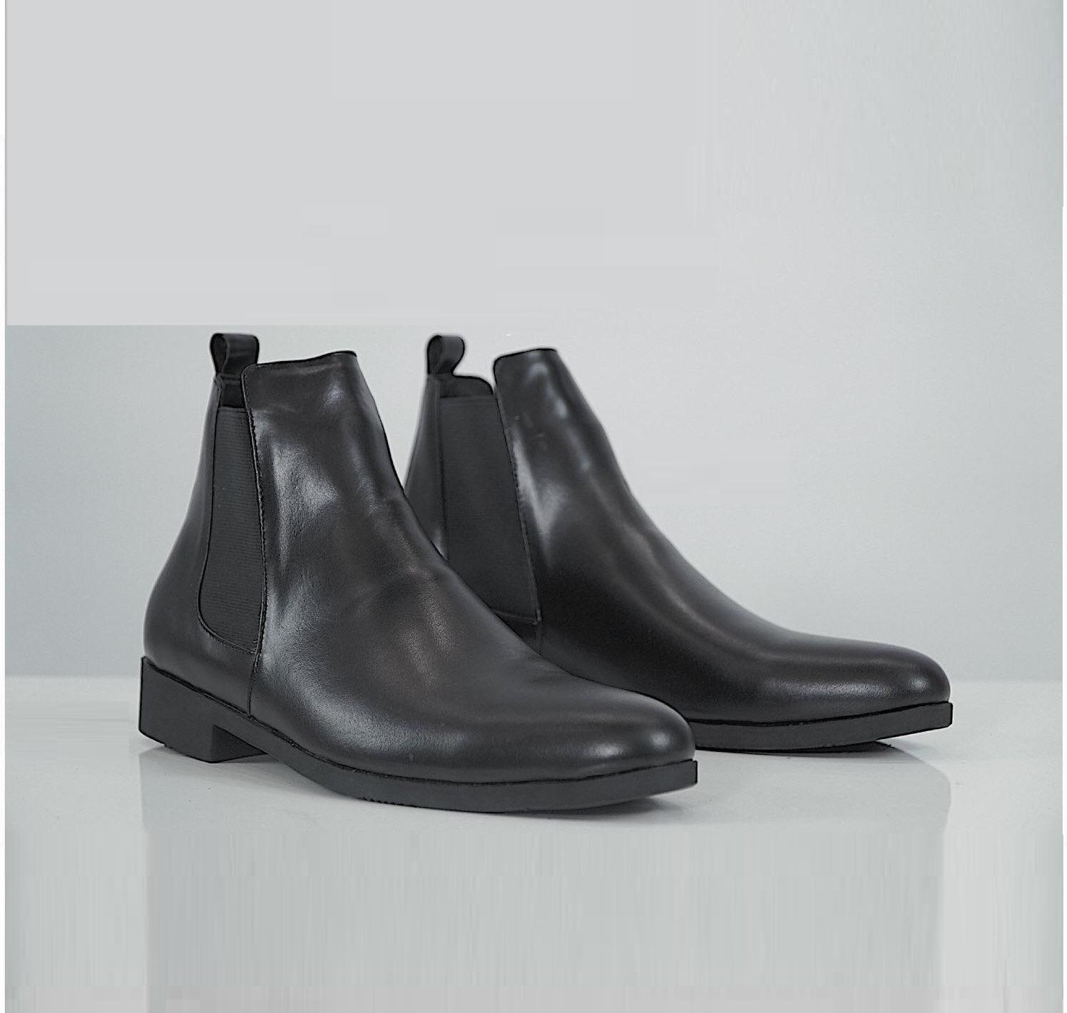 Giày Nam Chelsea Boot Cao Cổ Cao Câp UDANY - GCN08 - Da Bò Thật Trơn Xịn Không Nhăn Màu Đen