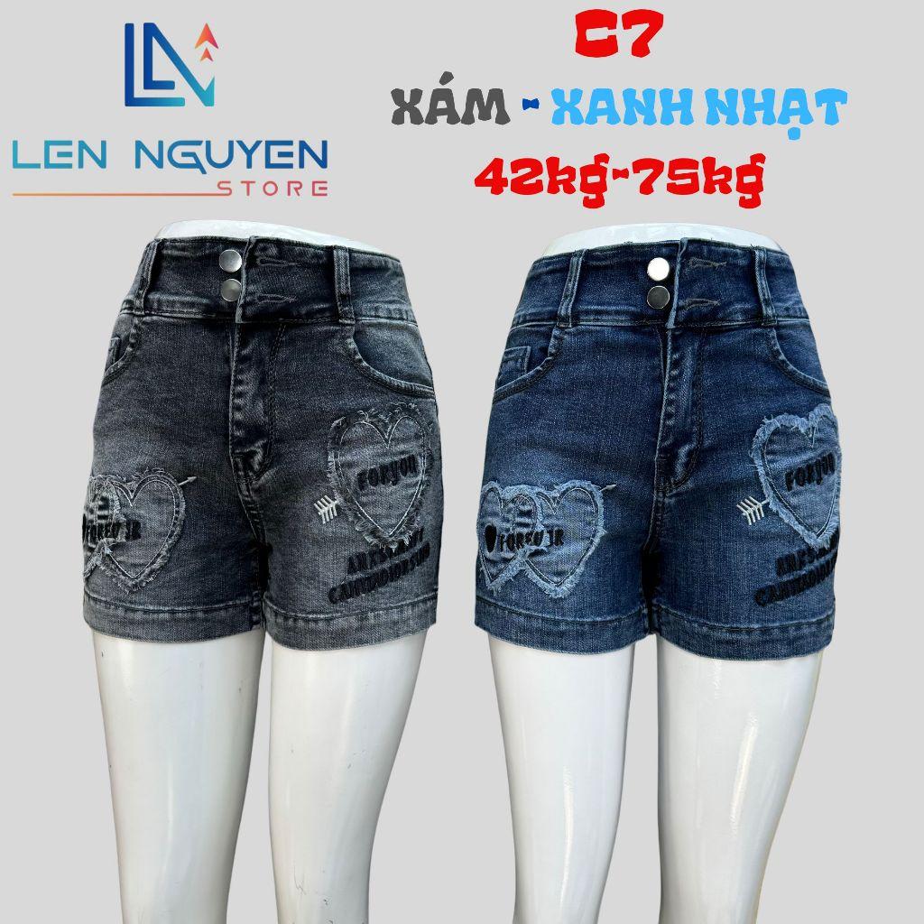 C7_Quần jean nữ, đùi, lưng cao, quần bò nữ dáng ôm, quần rin nữ có big size, cho 42kg đến 75kg,LEN NGUYEN STORE - Xám