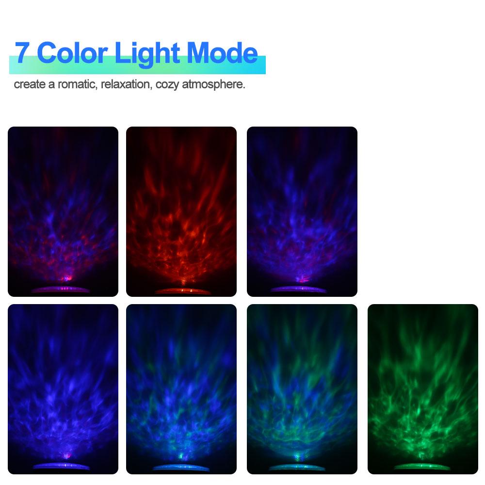 Đèn LED điều khiển từ xa chiếu hình sóng biển với 12 bóng và 7 màu có nhạc