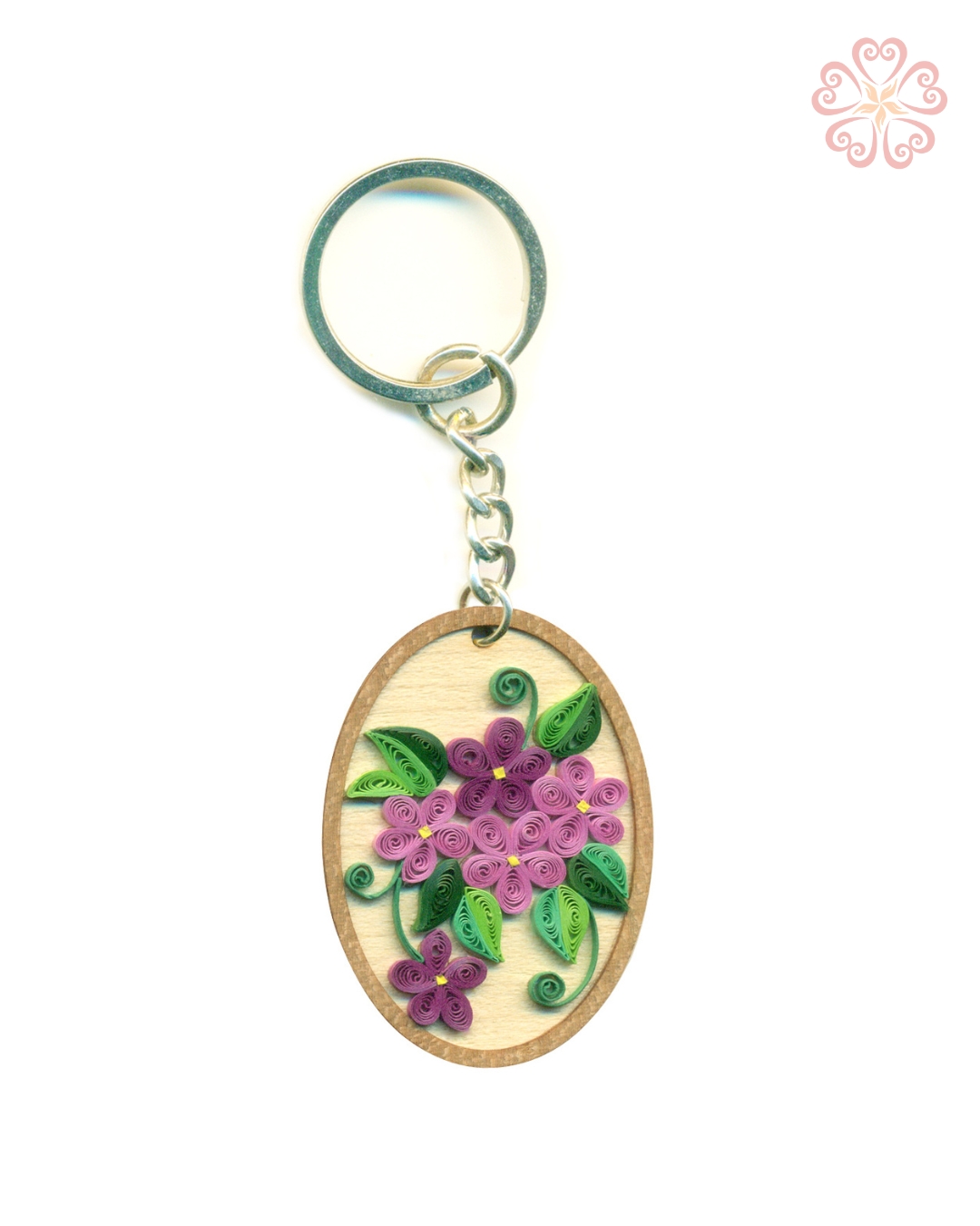 Móc khóa veener and quilling chủ đề các loài hoa size 4x5.6cm