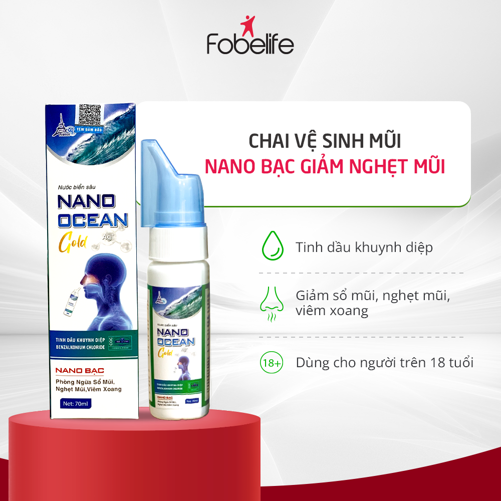 Combo 2 Chai Xịt Nano Bạc Vệ Sinh Mũi Người Lớn Nano Ocean Gold Chai 70 ml