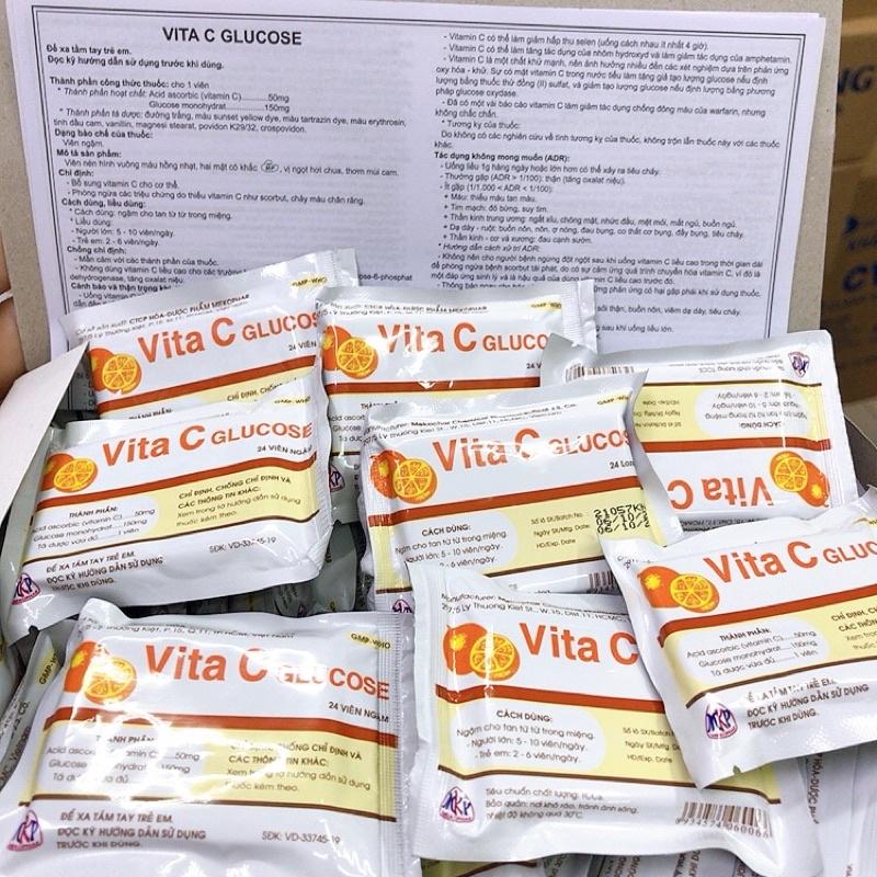 Viên kẹo ngậm vitamin C Mekophar - Vita C Glucose Meko (túi 24 viên)
