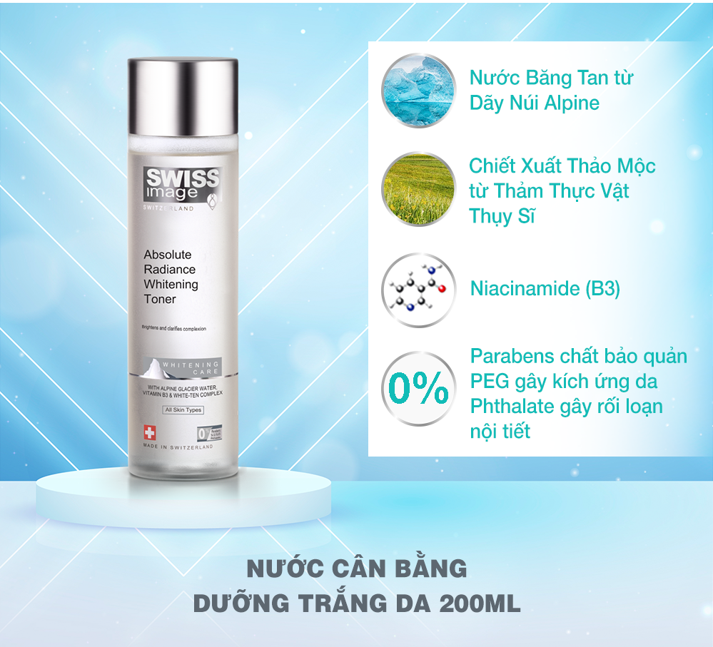 Nước Cân Bằng Dưỡng Trắng Swiss Image Absolute Radiance Whitening Toner 200ml