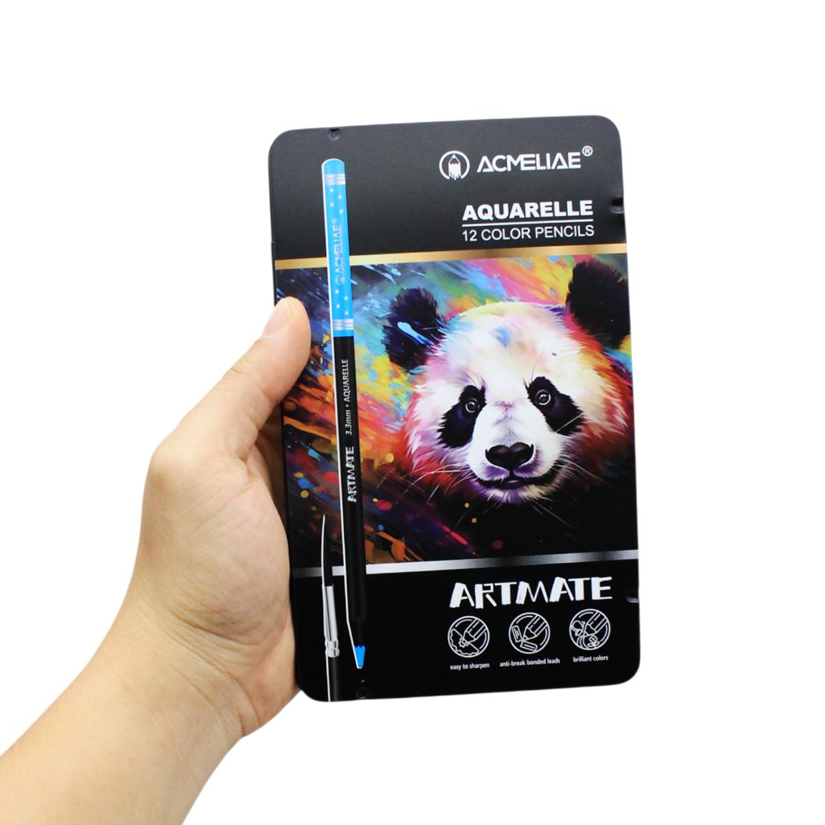 Hộp Thiếc 12 Bút Chì Màu Nước Kèm Cọ - Acmeliae ART-AQ12