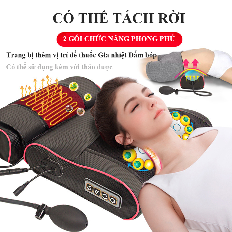 Gối massage máy mát-xa cổ vai gáy mát xa eo hông 20 đầu massage đa chức năng xoa bóp thư giãn ( có túi khí )