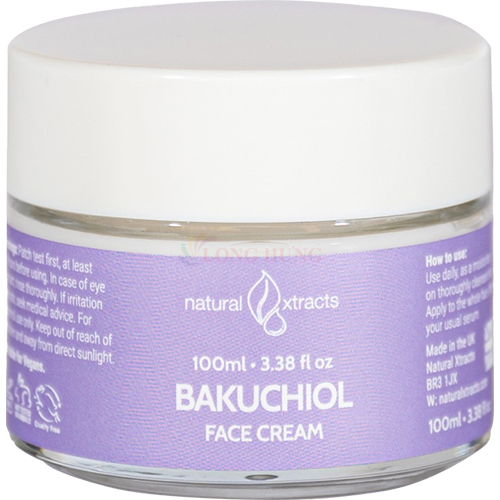 Kem dưỡng ẩm Natural Xtracts Bakuchiol Face Cream giúp giảm nếp nhăn và chống lão hoá (100ml) - Hàng chính hãng