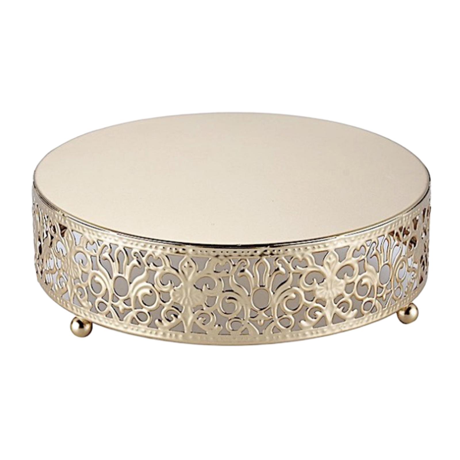 Round Wedding Cake Stand, Dessert Display Stand Glossy Iron Luxury Wedding Dessert Serving Tray for Dessert Cupcake Pastry Candy Display Plate