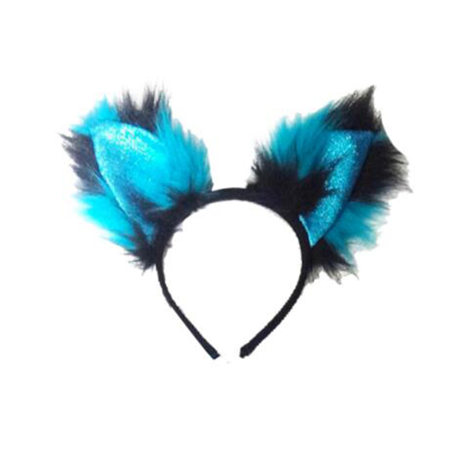 Fox Ears Hair Hoop Costume Cosplay Tail Set Dress Gift Headpiece for Masquerade Kids Adult