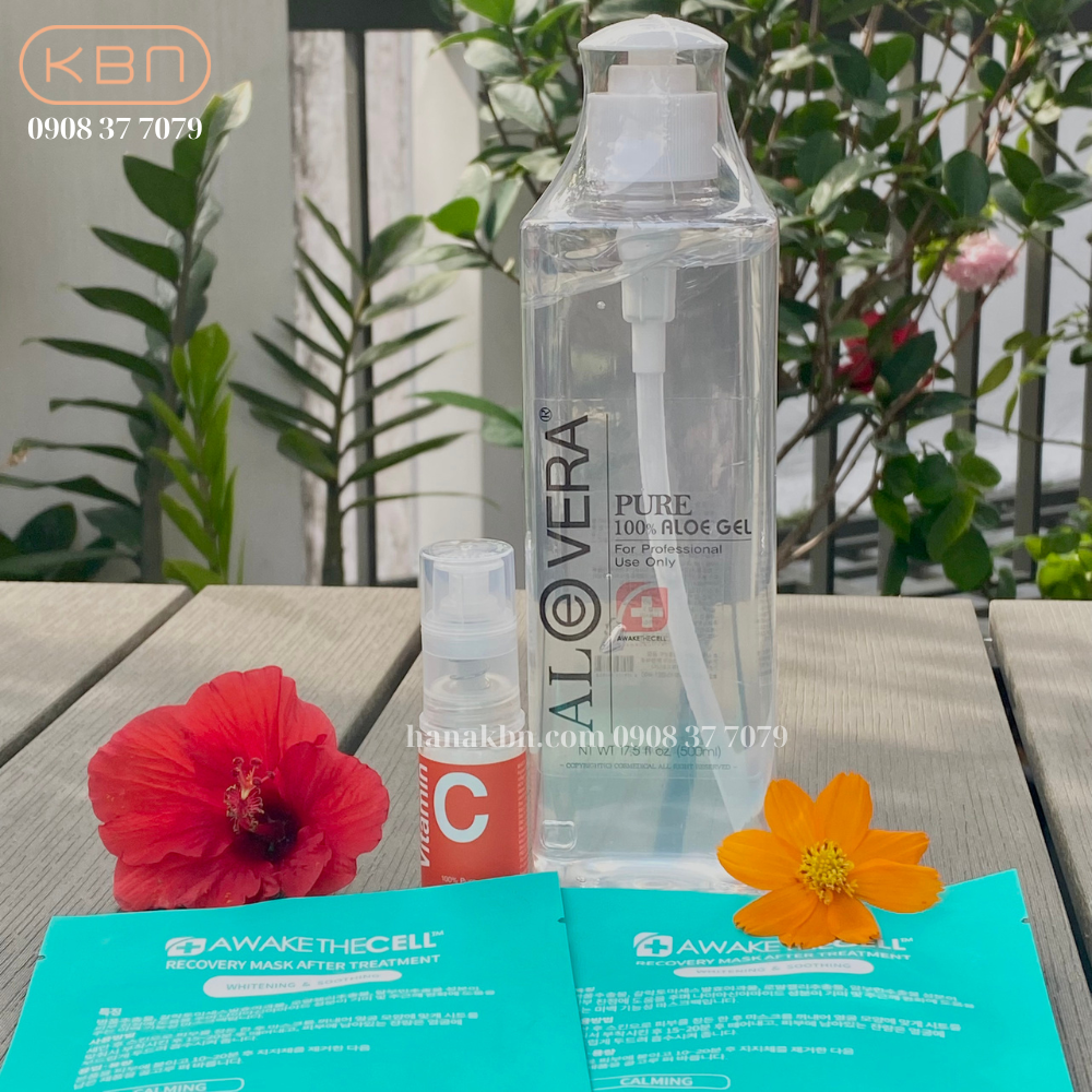 Combo Dưỡng Ẩm Dưỡng Trắng Vitamin C Bột Và Gel Lô Hội Aloevera Tặng 2 Mặt Nạ Soothing