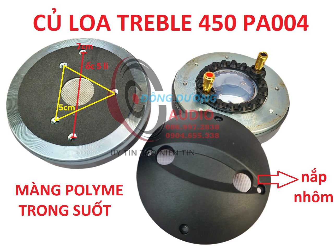 CỦ LOA TREBLE 450 PA004 - MÀNG POLYME TRONG SUỐT - TRÉP 450 VÍT ỐC