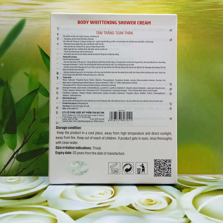 Tắm trắng nâng tông tức thì Body Whitening Shower Cream BELYNA - 200g