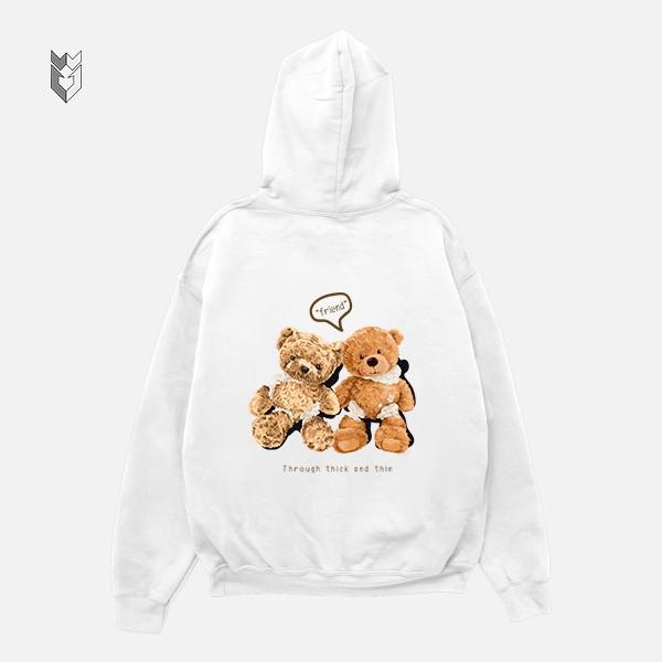 Áo hoodie nam nữ vải nỉ in gấu Couple Bear, áo dài tay unisex thời trang - GW Shop