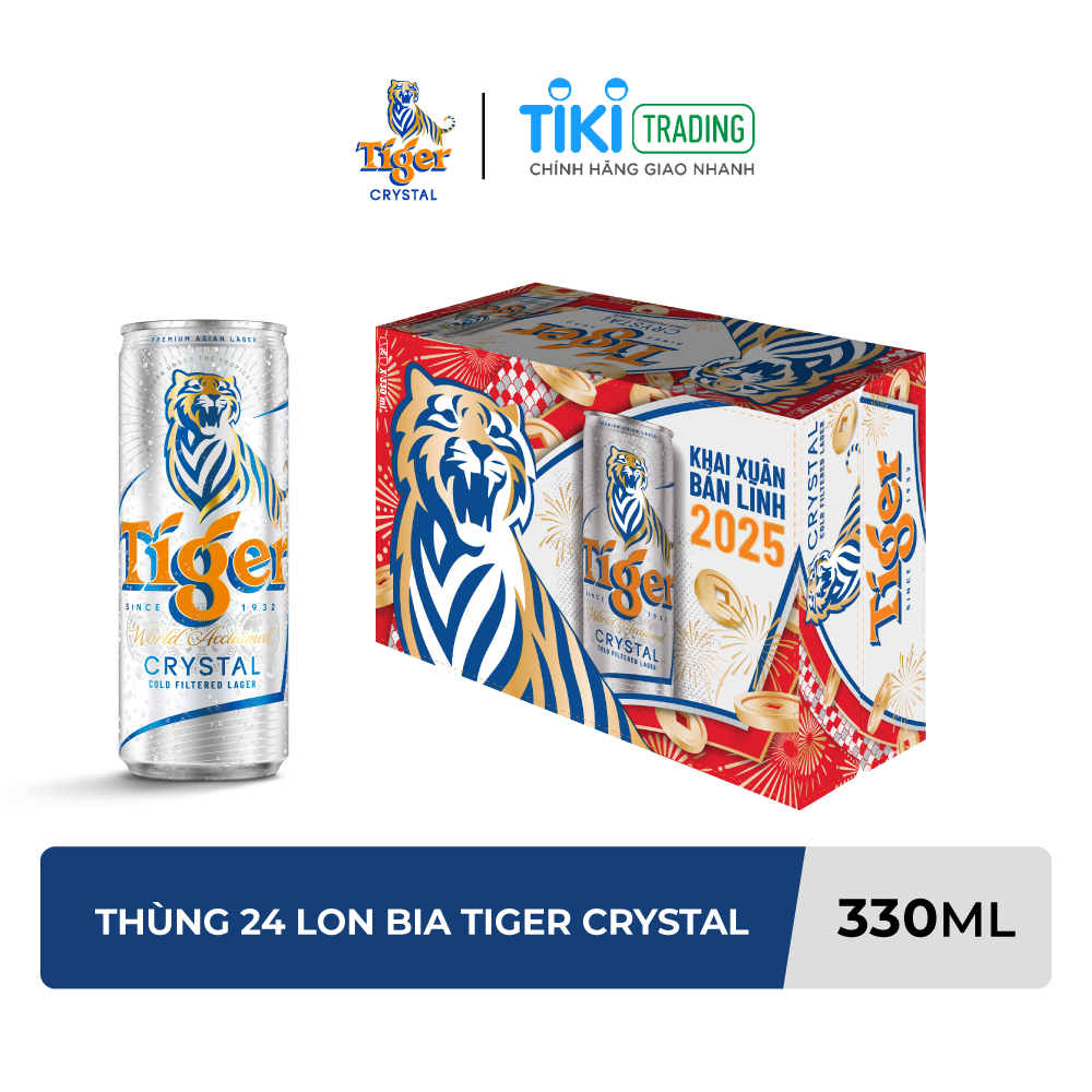 Thùng 24 lon bia Tiger Crystal 330ml/lon