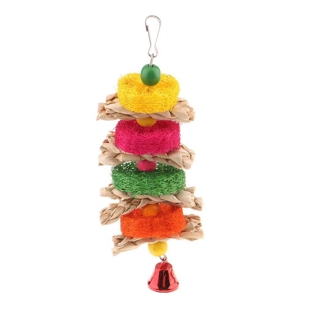 Pet Bites Parrot Climb Chew Toys Bell Swing Cage Hanging Cockatiel Parakeet