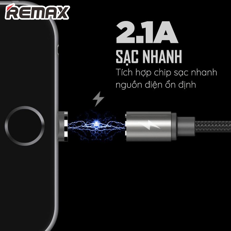 Cáp Sạc Từ Nam Remax RC-095a Châm Cổng Type-C Dây Dù Chống Đứt - Hàng Chính Hãng