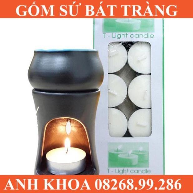 Set bếp đốt tinh dầu kèm 3 viên nến và lọ tinh dầu - Gốm sứ Bát Tràng Anh Khoa