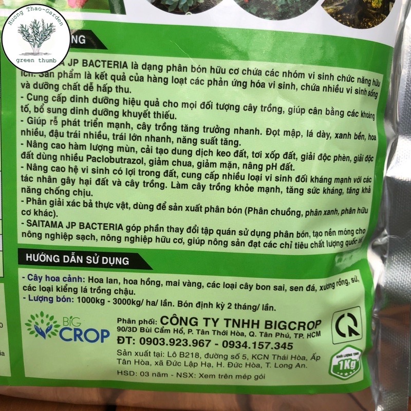 Phân Bón Hữu Cơ Vi Sinh Saitama-Trichoderma túi 1kg