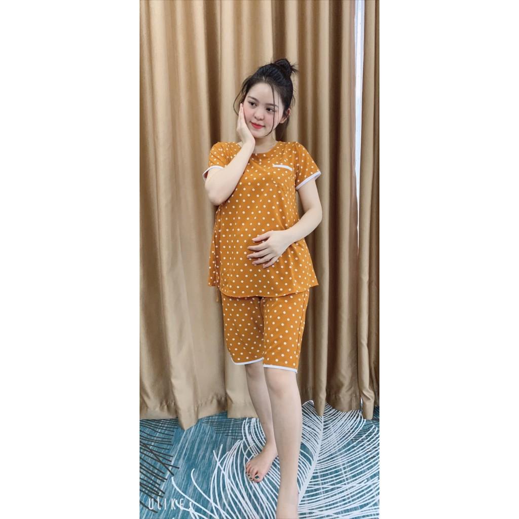 bộ đồ bầu chấm bi thiết kê, ảnh thật