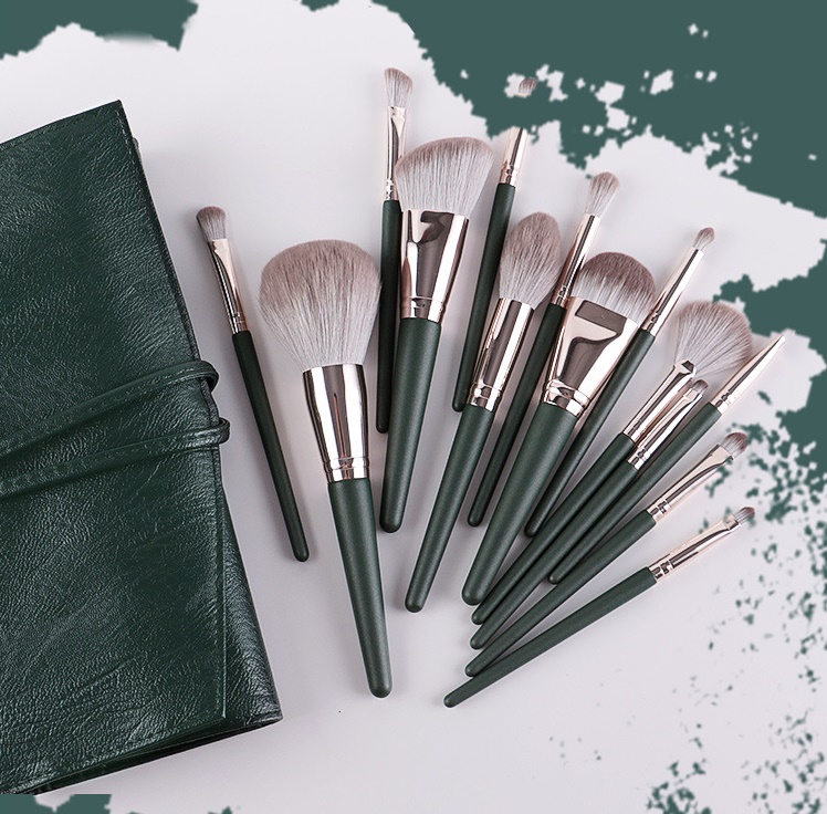 Bộ Cọ Makeup 14 Cây Cán Xanh Cao Cấp Lông Siêu Mịn Tiện Dụng Đầy Đủ Chức Năng Trang Điểm Cá Nhân Hiệu Quả  DRU - Hàng Chính Hãng